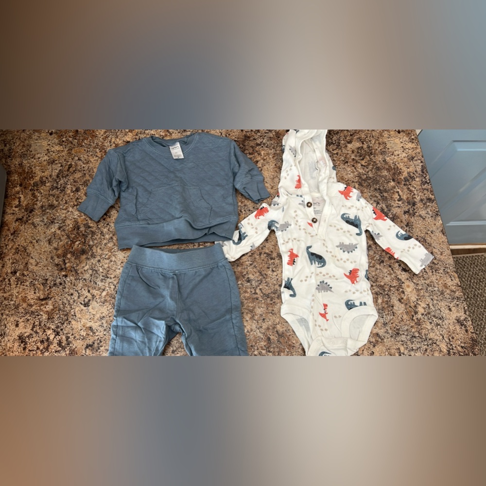 Carter's Blue and White Dinosaur Matching Set